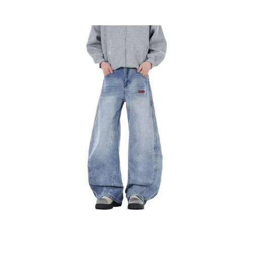 HOKLV Синий С подарками Съемный Застежка-липучка Унисекс Джинсы