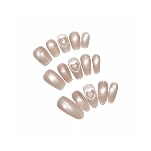 Yun Yue Joe Beating Heart Handcrafted False Nail Короткий LADDER Телесный Однотонный Coquette