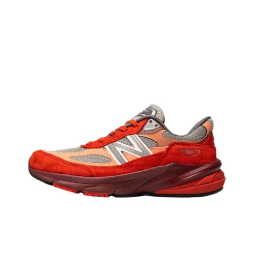 New Balance NB 990 V6 Устойчивые к истиранию Низкие Кроссовки для Бега Мужские Красные