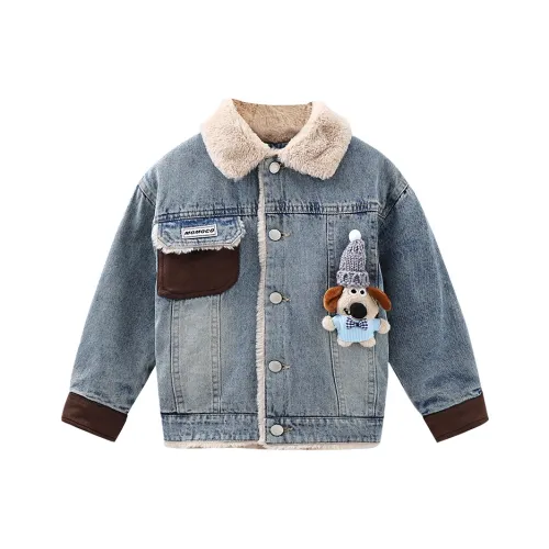 Mami Macca Однотонный Деним Куртка Зимний Весна-осень Детский