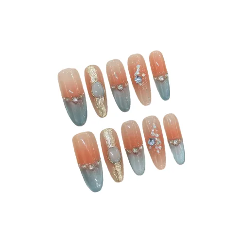 SHAQINUO [Глубокое море Звездный Gaze] Барокко Девичий Синий кристалл Кошачий глаз Премиум Ручной Nail Art 28mm