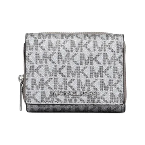 MICHAEL KORS Jet Set Travel Покрытый холст Кошелек Средний Женская серебряная