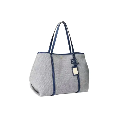 Ralph Lauren Emerie Хлопок Тоут Сумка Сумка для покупок Сумка на плечо Большая Женская Естественная и Синяя