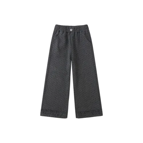 SHIBU Cute Beauty KM601 Girls Thickened Cuddly Dot Knitted Fabric Pants Gray Pre School Training Pants