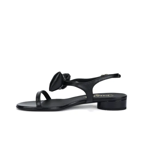 CHANEL 25p one Ремень Сандалии Женские Черный