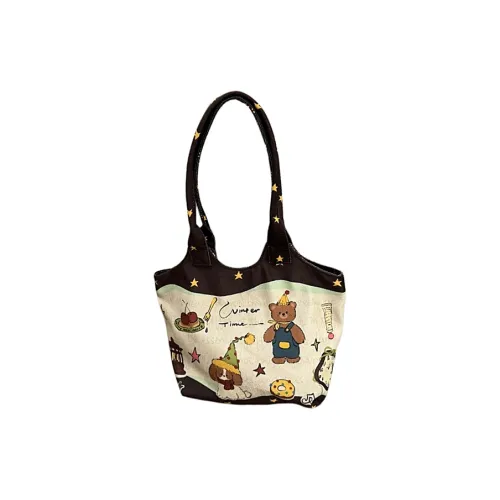 Juju Jimmy Холст Плечевая сумка Стандартная Женская Коричневая