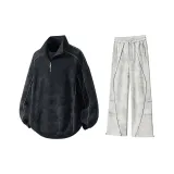 Черный топ+серые брюки