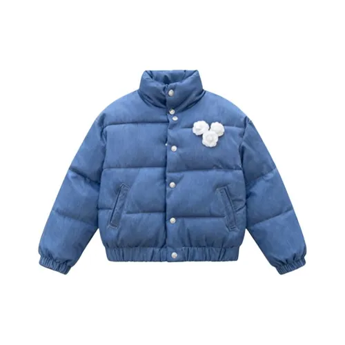 DOSOHEB Синий с дизайном "Обхват груди" Цветочный дизайн Женские пуховики