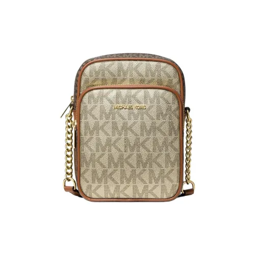 MICHAEL KORS Jet Set Travel Покрытие Холст Кросс-Боди Сумка Средний Женский Светлый Золото