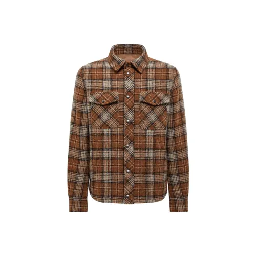 MONCLER Куртка-пальто из лайн-клетчатой ткани Мужская