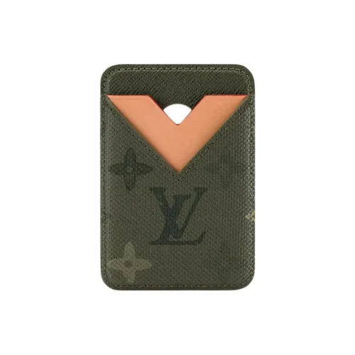 LOUIS VUITTON Покрытый холст Картхолдер Мужской Армейский зеленый Спелс Апельсин