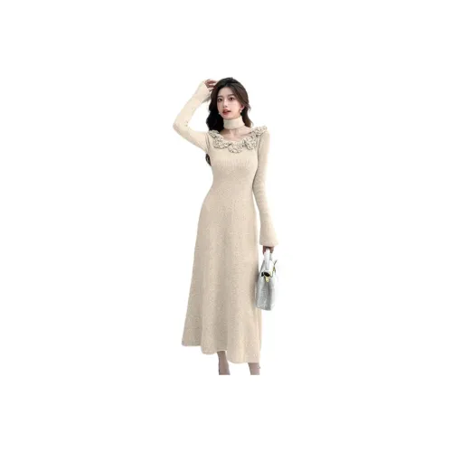 OURUOKE Длинное платье с длинными рукавами женское