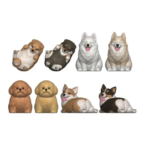BANDAI Круглый And Chubby Щенок Corgi Shiba Inu Lucky Draw Single Капсульная игрушка Целая коробка 8 шт