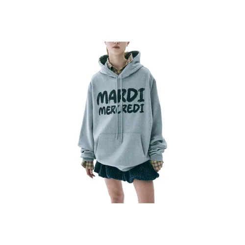 MARDI MERCREDI Fw25 OVERSIZED HOODY BRUSH LOGO Контрастность_Серый Черный Свитшот Женские