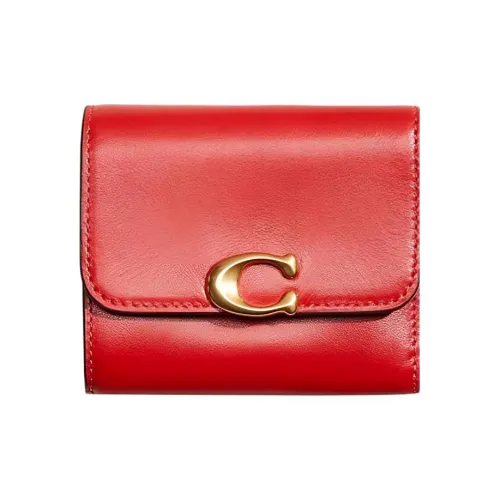 COACH Bandit Телячья кожа Держатель для карт Монетница Кошелек Женские Хурма Красный