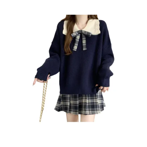 ONENINE34PM Темно-синий Синий Женский Трикотаж