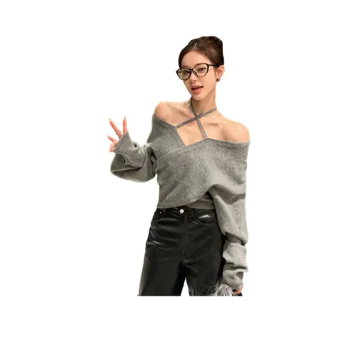 VENICEW Серый Свитер Включает VN Бренд Наклейка Женские Трикотаж