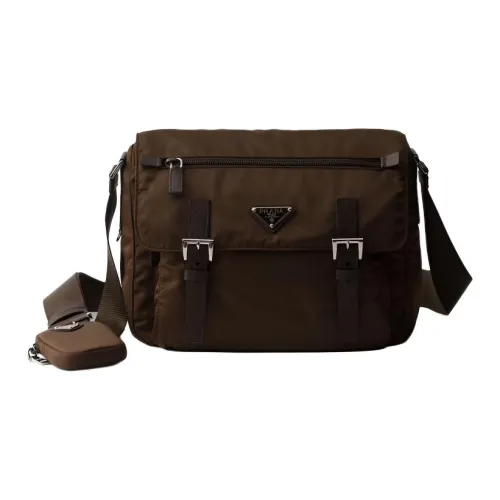 PRADA RE Нейлон Переработанный Полиамид Плечевая Сумка Женская Коричневая
