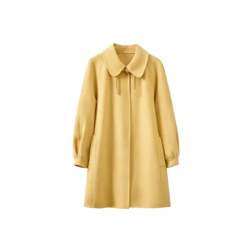 FENHONGMALI Женский пальто канареечного желтого цвета