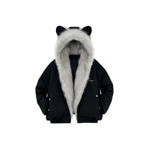 POVIT Черный Furry Кошка Ухо Гора Резьба Унисекс Пуховики