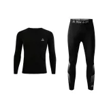 Черный комплект из двух предметов с флисовой подкладкой (длинный рукав топ + штаны)