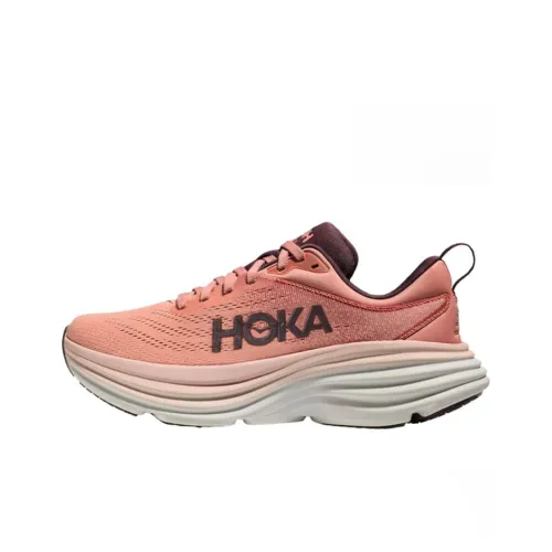 HOKA ONE ONE Bondi 8 Износостойкий и Легкий Низкий Топ Беговые кроссовки Женские Кирпично-красный