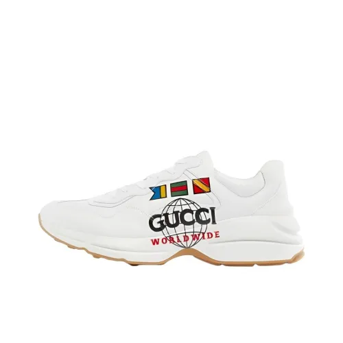 GUCCI Rhyton GUCCI Worldwide Low Топ Толстоподошвенные кроссовки Женские Белые