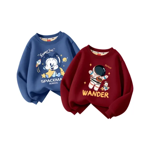 BOBDOG [Утолщенный и с флисовой подкладкой] Звездно-синий + Бродячий Вино-красный KIDS Свитшоты