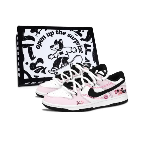 Nike Dunk Черный Белый Городской CHIC Стиль Розовый Цепочка Устойчивый к истиранию Низкий Топ Скейтборд Кроссовки Унисекс Розовый