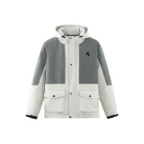 Абрикос и Светло-Серый, Флисовая подкладка, Пуховая куртка [Без принта]