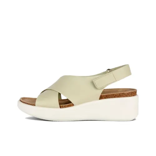 Ecco Corksphere Flowt Wedge Пробка One Ремень Сандалии Женские Светлый Умбра
