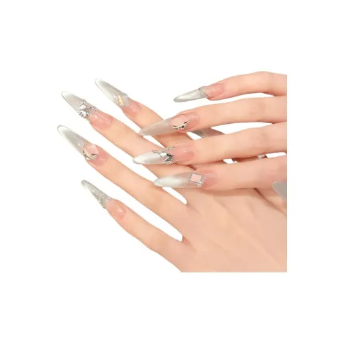 SHAQINUO False Nail Острый Тип Розовый Смужка Французский