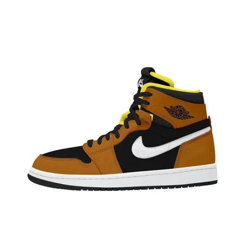 Jordan Air Jordan 1 Zoom Comfort Shock Absorbers Slip-resistant High Top Vintage Basketball Shoes Men's Black Brown Джордан Эйр Джордан 1 Зум Комфорт Шок Абсорберз Антислип Высокий Топ Винтажные Баскетбольные Кроссовки Мужские Черный Коричневый