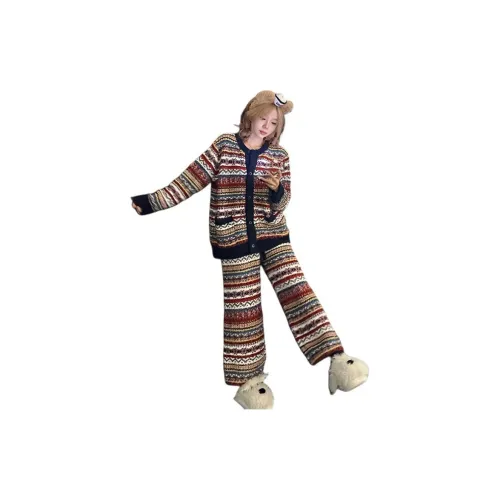 Dippanis Винтаж Полосы Женские Пижамные Комплекты