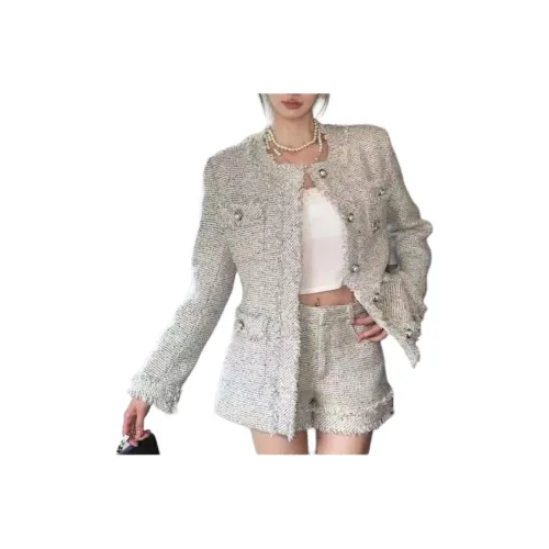 OURUOKE Grandma Серый Женское Короткое Пальто