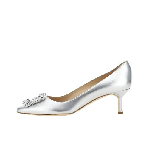 MANOLO BLAHNIK Узкий каблук Высокие каблуки Женские Серебряные