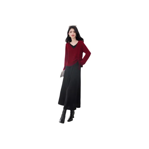 FAVMARTHA Длинное платье с длинными рукавами женское