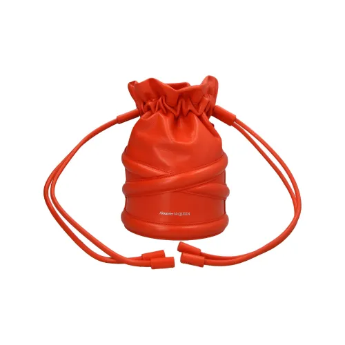 Alexander McQueen Soft Curve Кожа Ведрообразная Сумка через плечо Женская Оранжевая Красная