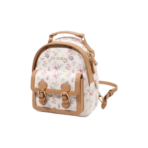S.X Зебра PVC Рюкзак Стандартный Женский Кофейный Розовый