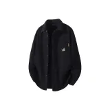 [Флисовая подкладка, вельвет, рубашка] Черный (Tb Луна, логотип с изображением кошки на груди)