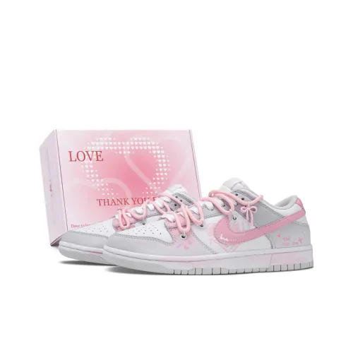 Nike Dunk Girlish Era Box Амортизация Износостойкие Низкие Скейтборд Кроссовки Unisex Серый Розовый