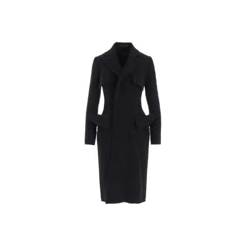 Yohji Yamamoto Femme FW25 Твид CLOTH С капюшоном Детали Тонкое Платье Длинное с длинными рукавами Платье Женское