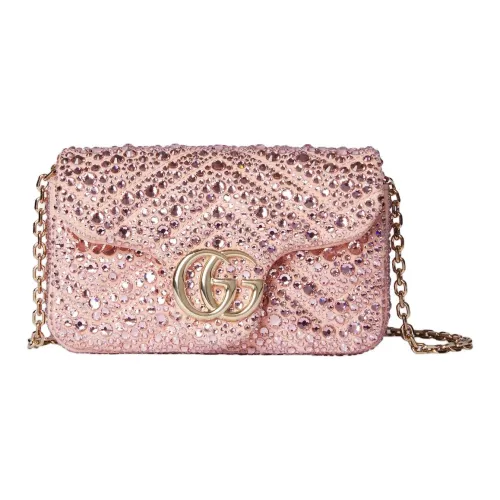 GUCCI GG Marmont Нубук Кожа Сумка через плечо Мини Женская Светло-розовая