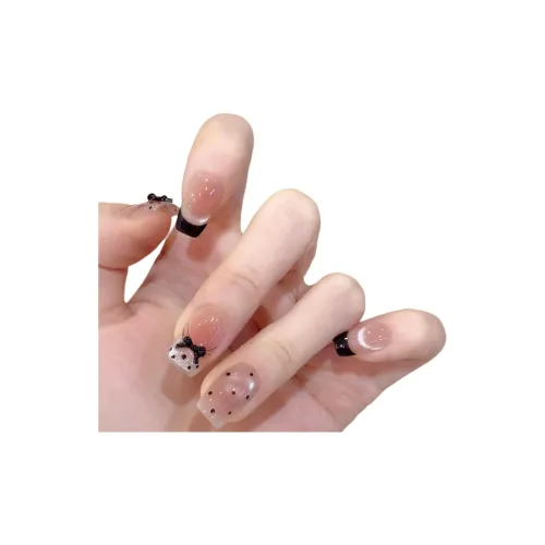 T Z Премиум черный гороховый узор бабочка галстуки-бабочки False Nail MID длина укороченный ледяная прозрачность черный румяна пятно кошачий глаз