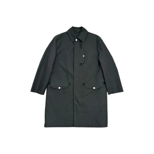 HERMES Оливково-зеленый Мужской Тренч