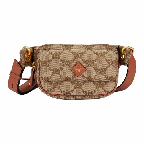 MCM Кожаная отделка In Tiffilla Одно плечо Через плечо Бананка Маленький Мужской Бежевый