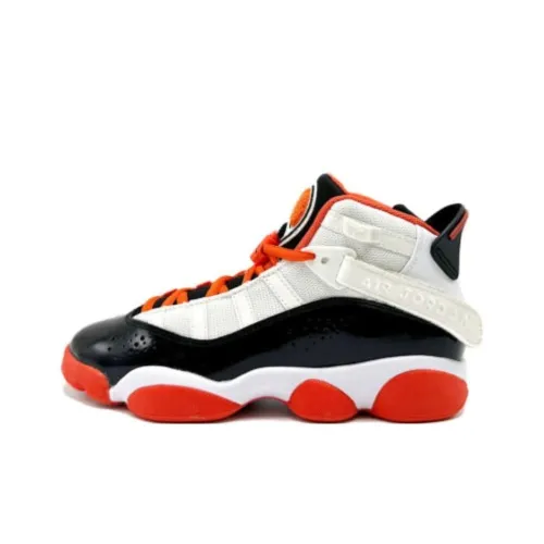 Jordan Air Jordan 6 Кольца Slip-resistant High Top Детские баскетбольные кроссовки Белый Красный Подростки