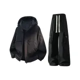 Чёрный топ + чёрные штаны с флисовой подкладкой