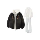 Чёрный+Белый Свитшот + Белые Серые Спортивные Штаны