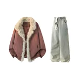 Темно-красные + грязно-желтые брюки